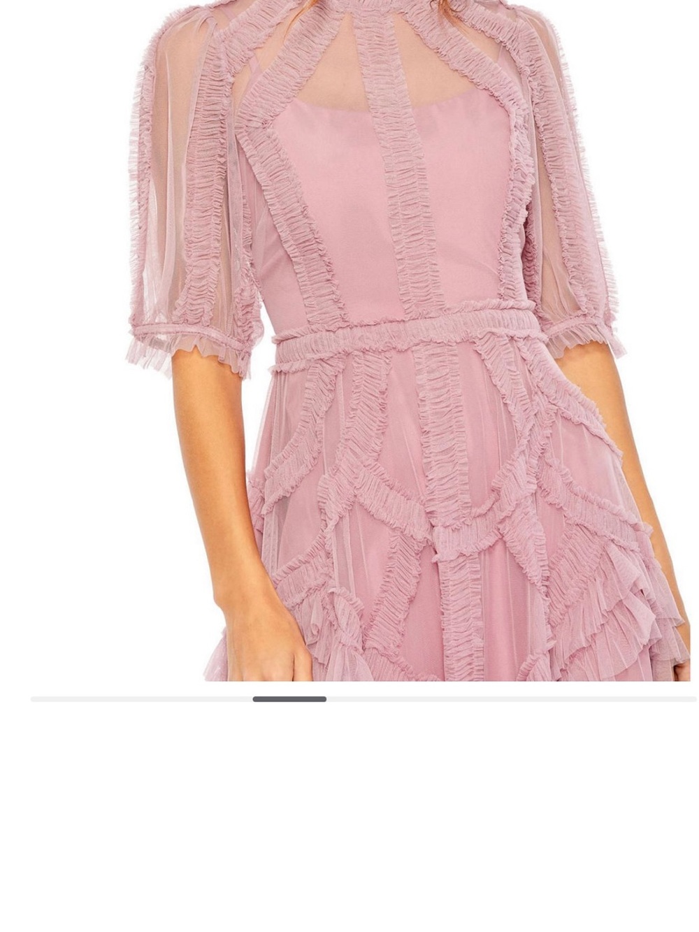 Mac Duggal Dusty Rose Ruffle Midi Dress - Picture 3 of 6